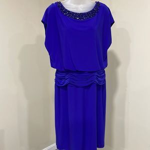 NWOT Adrianna Papell Royal Blue Beaded Dress. Size 10 M medium